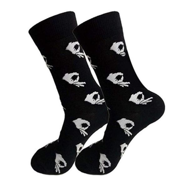 

fashion casual designer socks personality ok gesture printed breathable socks autumn womens and mens designer socks, Black;white