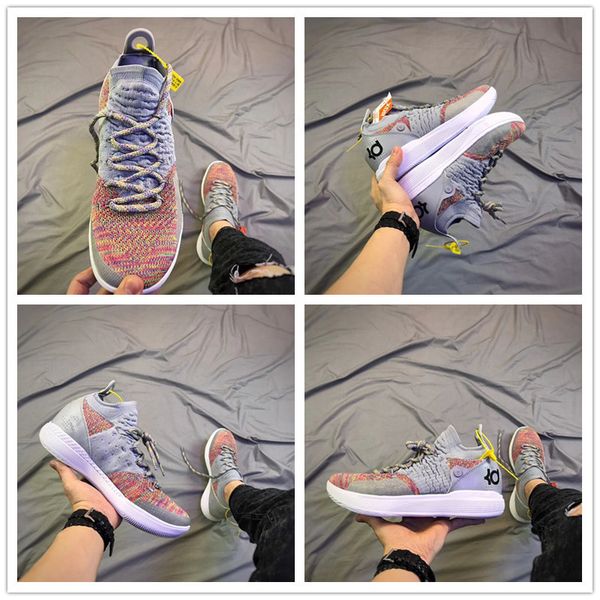 

2018 new arrival zoom kd11 kevin durant xi multicolor casual shoes kd 11s grey white men fashion luxury designer sneakers size 40-46, Black