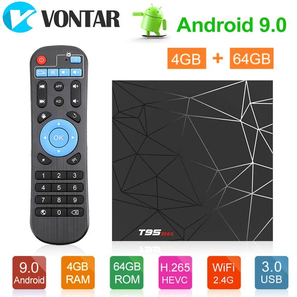 

T95max Android TV Box 9,0 4GB 64GB Smart TV Allwinner H6 Quad Core USD3.0 6K HDR 2,4 ГГц Wi-Fi Google плеер Youtube T95 макс