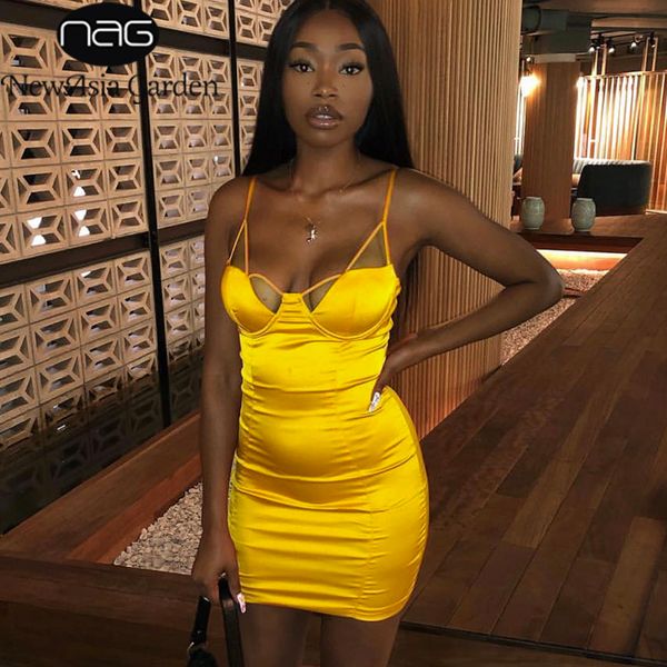 

newasia hollow out dress women 2019 new summer spaghetti straps push up padded bodycon dress orange satin party short dress, Black;gray