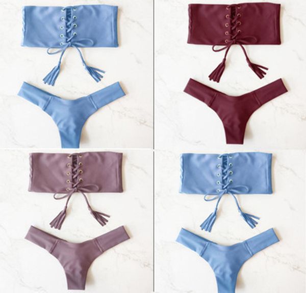 

women's bra and t-thong bikini set front straped breast swimwear