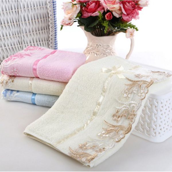 

34x75/70x140cm cotton lace face hand towels bath towel absorbent antibacterial soft comfortable embroidered flower beach towel