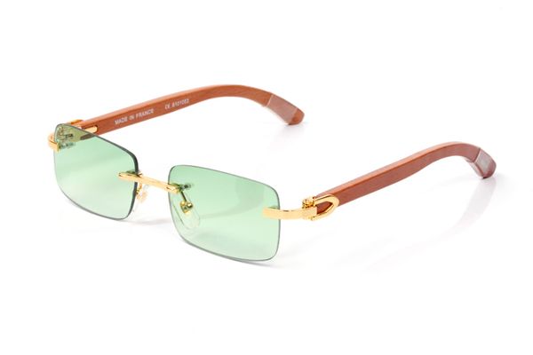 

2019 luxury buffalo horn glasses brand designer sunglasses men and women frameless rectangular frames with box heart wooden leg glasses, Black