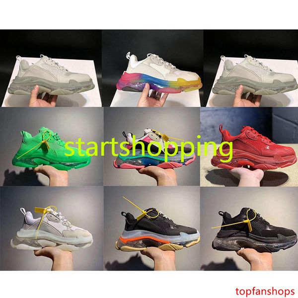 

2020 paris 17fw green crystal bottom triple-s running shoes clear sole dad shoes platform shoes for men vintage kanye old grandpa trainer