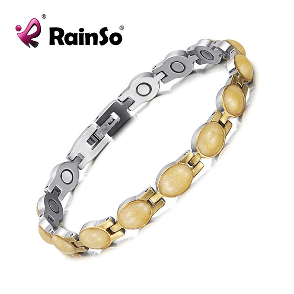 

rainso stainless steel magnetic bracelet nio energy health care elements for women therapy jewelry, Black