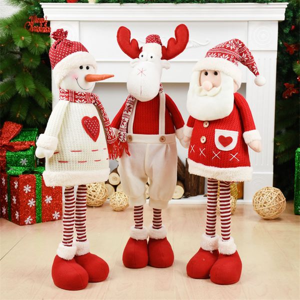 

75cm retractable santa claus figurine christmas decorations for home standing christmas doll adornos de navidad new year gift