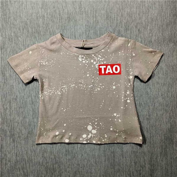 

summer 2020 new t-shirt children's boys and girls pure cotton monogrammed printed splash-ink t-shirt casual european style, Blue