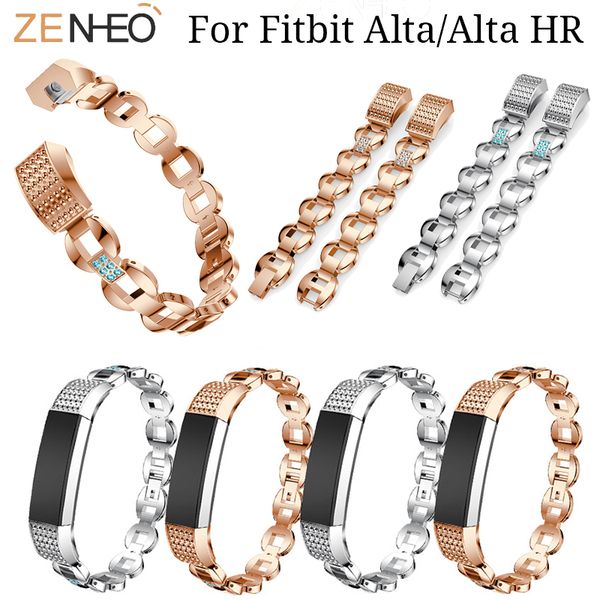 

classic rhinestone bracelet for alta/alta hr wrist band stainless steel replacement for alta hr watchband strap, Black;brown