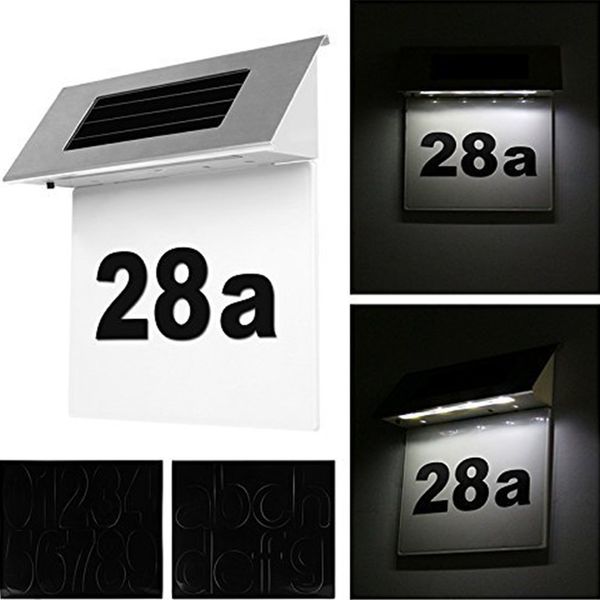 

house number solar power led doorplate light