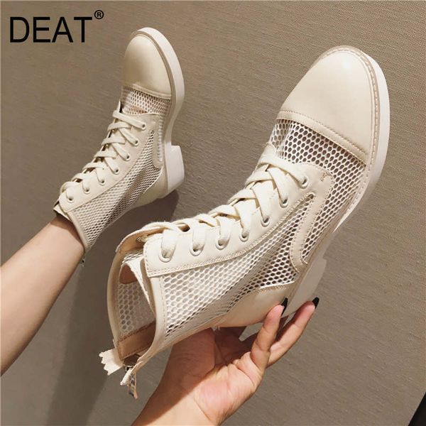 

deat] 2019 round toe bandage casual mesh hollow out single shoes women short boots new spring summer fashion tide 10d658, Black