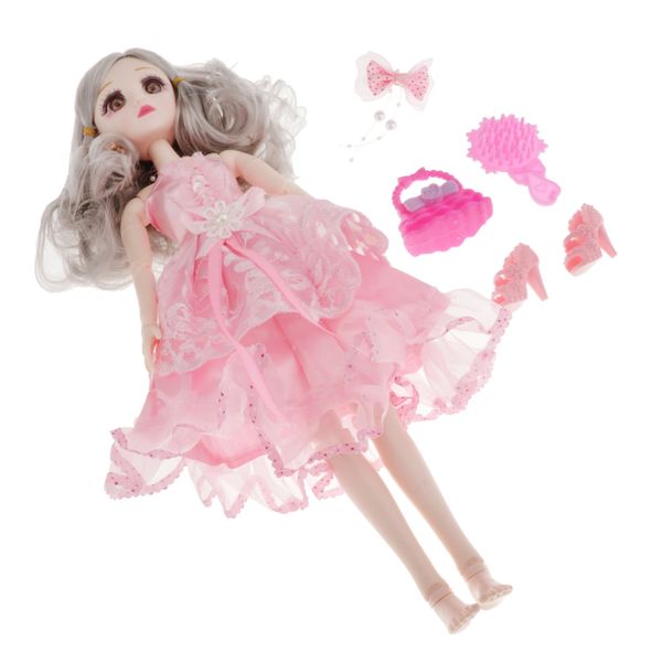 

14inch 20 ball jointed doll diy toys with full set clothes shoes wig makeup, gift for girls toddlers