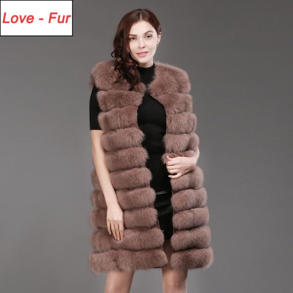 

new women real 100% natural fur gilet 2020 fashion long style genuine fur waistcoat lady warm soft winter vest, Black