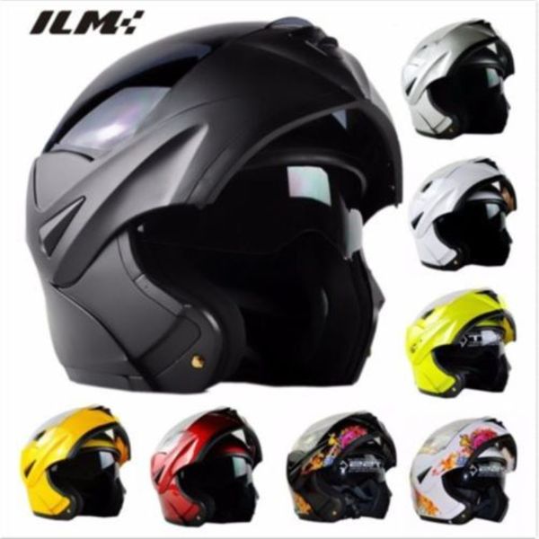 

dot approved motorcycle helmet with inner sun visor safety flip up double lens dual visor racing motocross quad ilm helmet black