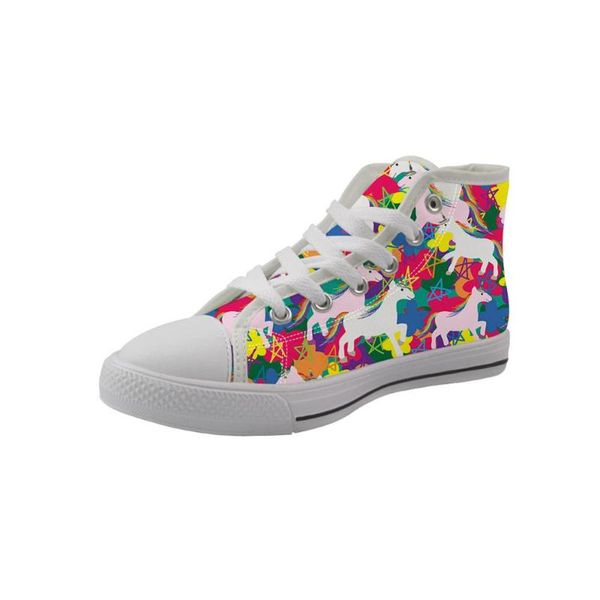 

noisydesigns 2020 new kids high-canvas shoes for girls boys colorful horse prints children sneakers lace-up casual sports, Black;red
