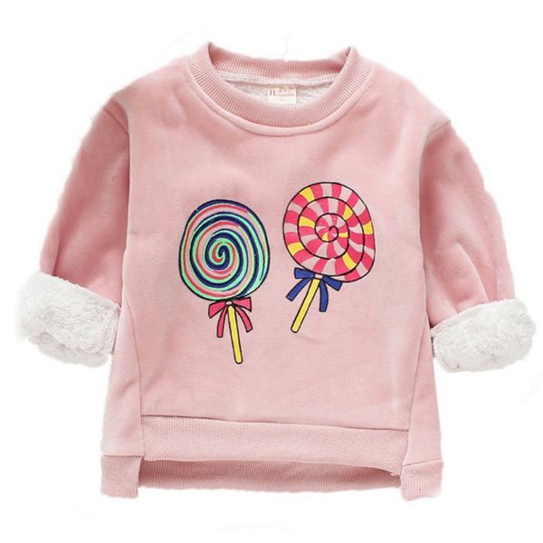 

baby clothes girl cartoon print baby girl sweater winter warm plus velvet long sleeve kids clothes pullover, Blue