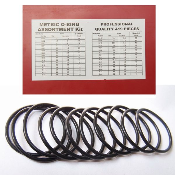 419pcs Coffret joint torique caoutchouc assortiment plomberie métrique Oring