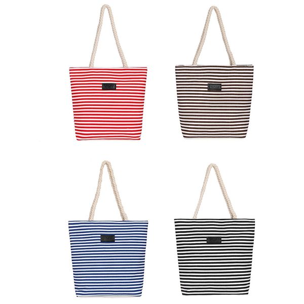 

large capacity canvas bag women's stripes shoulder bag south korea literature and art retro rope shopping