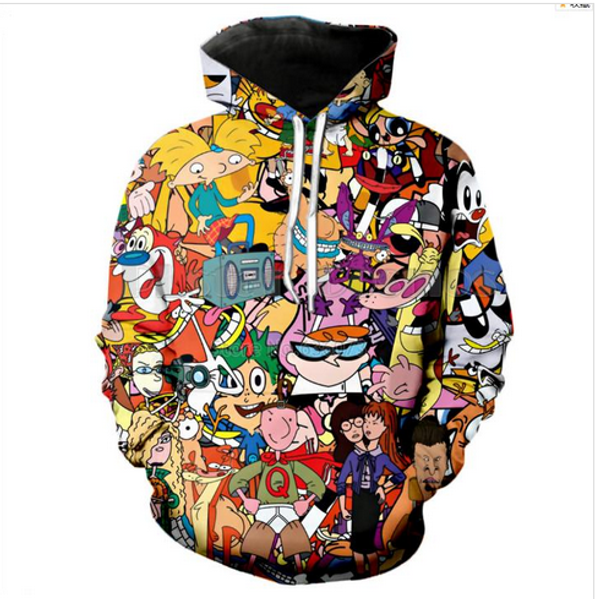 

out fashion streetwear 3d hd print casual cartoon totally 90's hoodies sweatshirts men women hoodie jacket coat lms032, Black