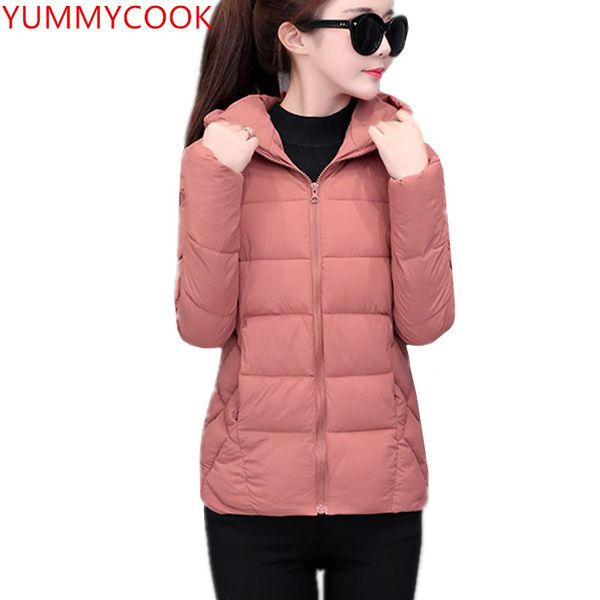 

joker loose short hooded cotton-padded jacket 2018 winter slim thick solid color long-sleeved women's clothing cotton coat a99, Black