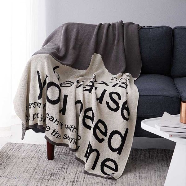 

nordic letters knitted couch armchair blanket cover women office manta tippet recliner plaid 130*160 cm