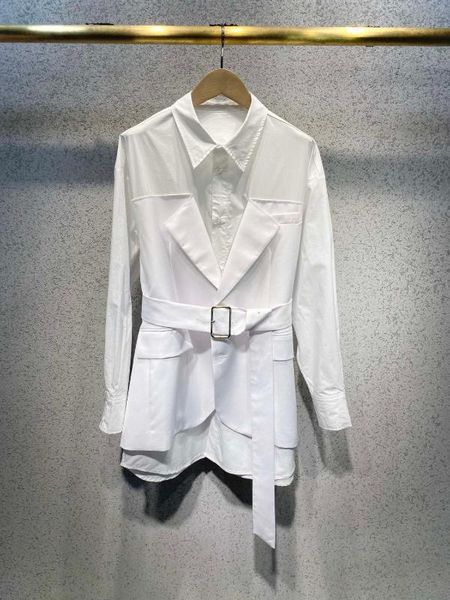 

2020 spring women fake two piece blazer coat ladies jacket with belts ddxgz2v 1.06, White;black