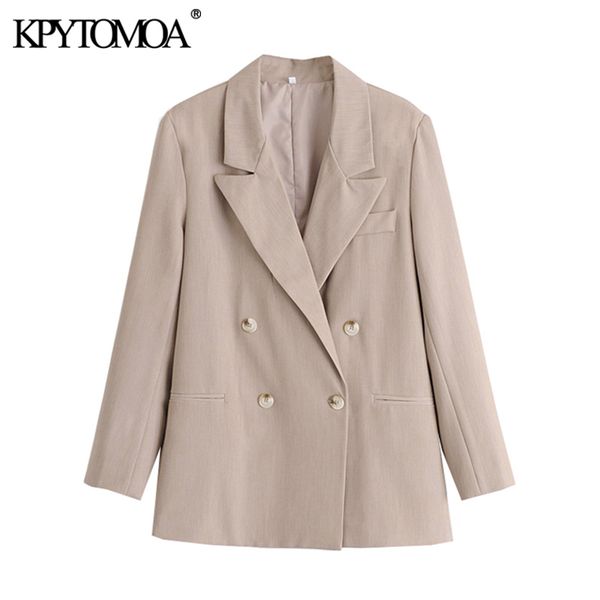 

women's suits & blazers kpyomoa women 2021 fashion office wear double breasted blazer coat vintage long sleeve pockets female outerwear, White;black