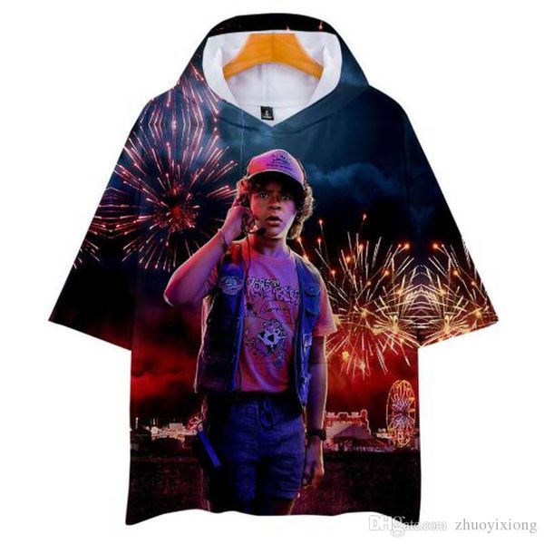 

stranger things 3d print hooded t-shirt men/women short sleeve summer casual harajuku hooded oversize t-shirt xxs-4xl, White;black