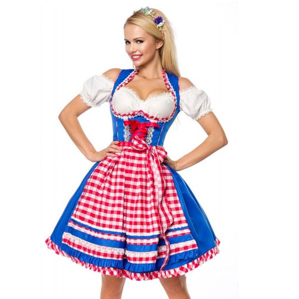 

oktoberfest costume party cosplay beer girl maid costume dress for women wench german dirndl dress, Black;red