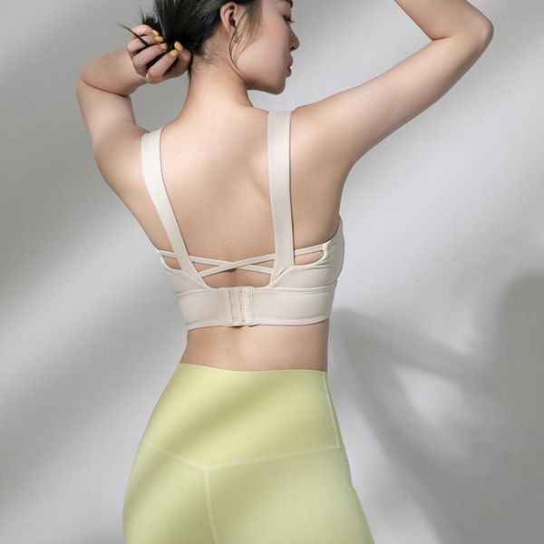 

spring summer new cross-back hollow-out sports underwear female breathable quick-drying three buckle yoga bra manufact /30, White;black