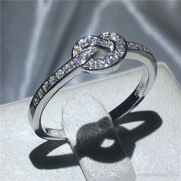 Infinito anel de Dedo 100% Soild 925 Sterling Silver Jóias 5A Zircon cz Cruz de noivado aliança anéis para as mulheres Presente
