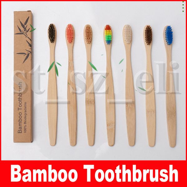 

Бамбуковая зубная щетка для взрослых древесины Зубной щетка из бамбука мягкой щетины Природного Eco головчатого волокно бамбука с деревянной ручкой