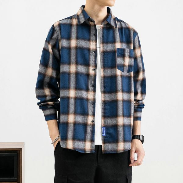 

2020 plaid shirt men long sleeve shirt casual social slim male cotton mens dress shirts 4xl 5xl legible, White;black