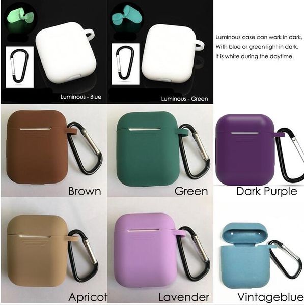 

Silicone carrying earphone ca e for apple airpod air pod kin leeve pouch box protector wirele earpod headphone cover with carabiner