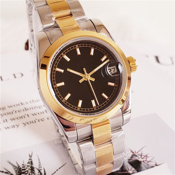 

2019 new selling ladies designer golden luxury watches fashion automatic stainless steel mechanical watches simple and generous ladies, Slivery;brown