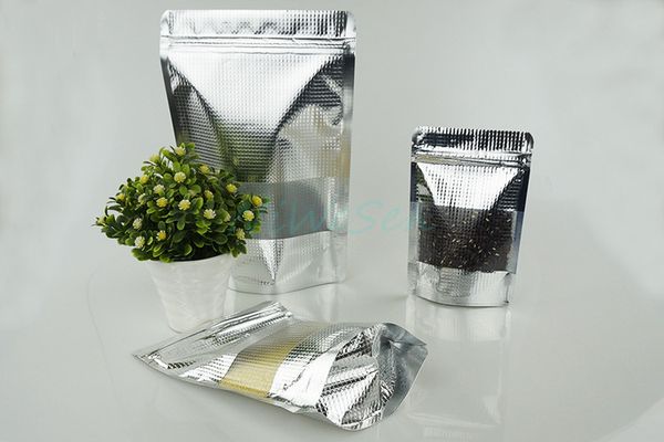 Silber geprägte, wiederverschließbare Zip-Beutel, 18 x 26 cm Trockenfrüchte-Packung, 100 Stück/Los