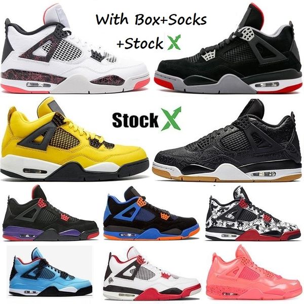 

with box stock x bred 4 4s iv the cactus jack laser wings men women basketball shoes tattoo pale citron sports designer retro sneakers