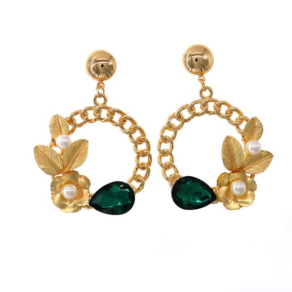 

2018 новое прибытие лето элегантный большой круг цветок падение серьги для женщин мода кристалл горный хрусталь букле д'орей, Silver