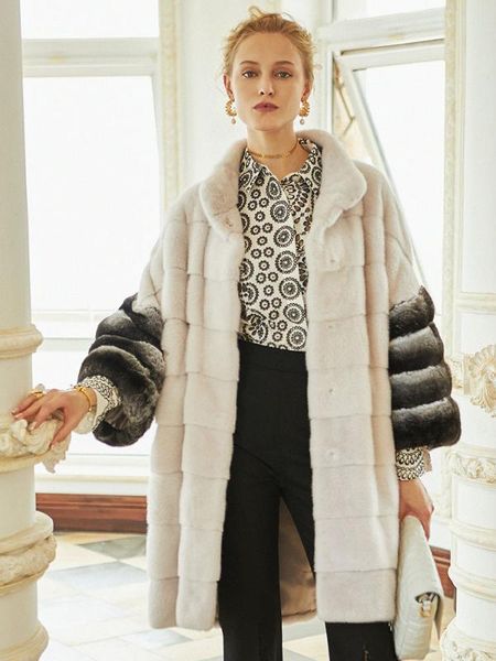

arlenesain custom 2019 new design white patchwork real chinchilla fur women jakcet, Black