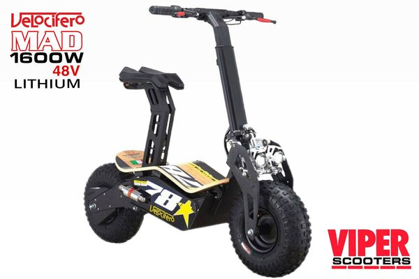 

velocifero mad new 2020, 1600w 48v lithium electric scooter , terrain tyres, vs