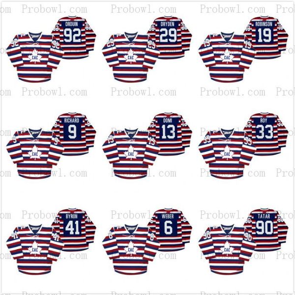 

custom men centennial 100th anniversary celebration retro jersey 90 tomas tatar shea weber patrick roy max domi maurice richard lady youth, Black