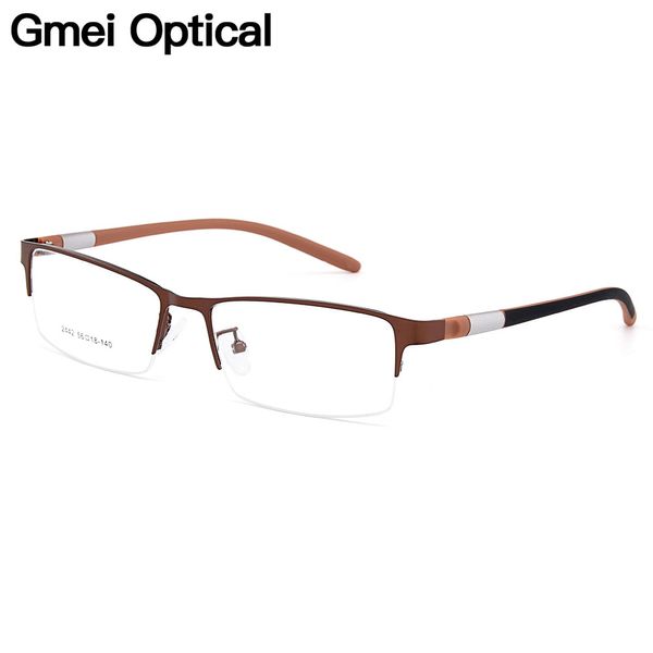 

gmei optical men titanium alloy eyeglasses frame for men eyewear flexible temples legs ip electroplating alloy spectacles y2442, Black