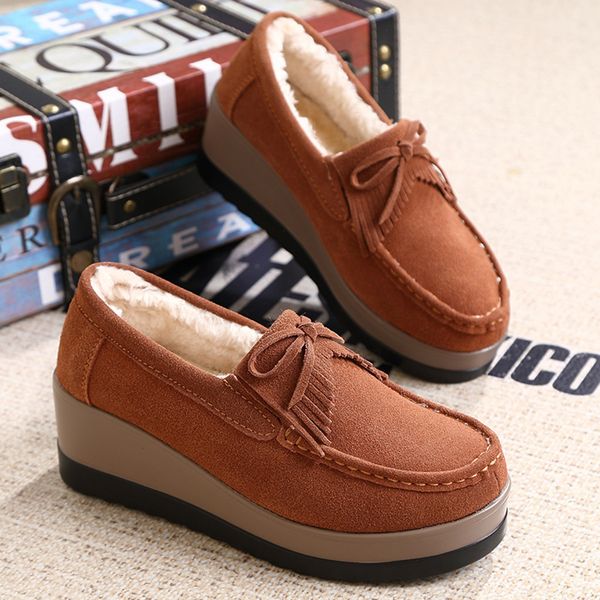 

fashion butterfly-knot single shoes woman wedges slip-on solid platform lazy shoes woman with round toe casual work, Black