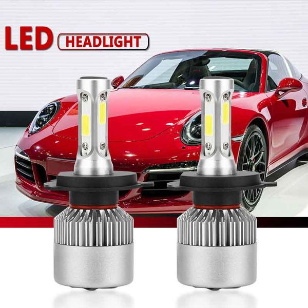 

car 2pcs h4/hb2/9003 cob super bright led headlight conversion kits bulbs replacement 60w hid fog lamp white