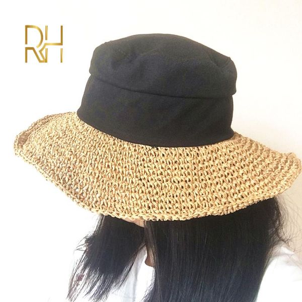 

women summer visor cap crochet straw hat stitching cotton fisherman basin cap travel beach sun hat for ladies rh, Blue;gray
