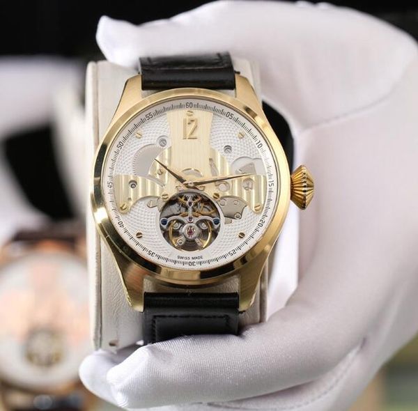 

men tourbillon watch automatic movement 46mm 316l stainless steel watchcase waterproof wristwatches, Slivery;brown