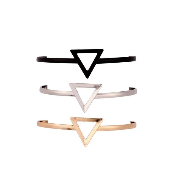 

open bangle triangle marbling shining stone bracelet jewelry for women, Black