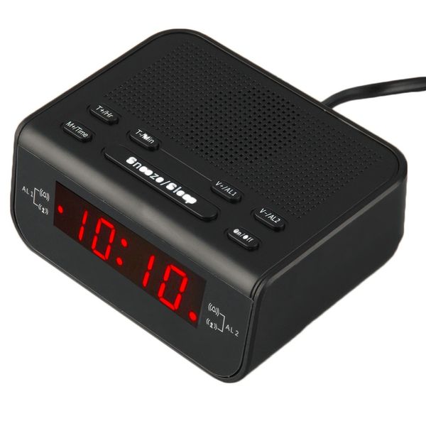 Freeshipping La migliore vendita! Radiosveglia FM digitale con doppio timer di spegnimento automatico LED Display orario rosso