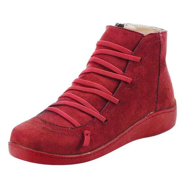 

sagaceladies boots for winter casual shoes women flat flock lace-up side zipper round toe shoes female boots women high quality, Black