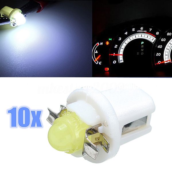 

10pcs t5 led cob bulb dashboard gauge wedge instrument panel lamp light white 12v