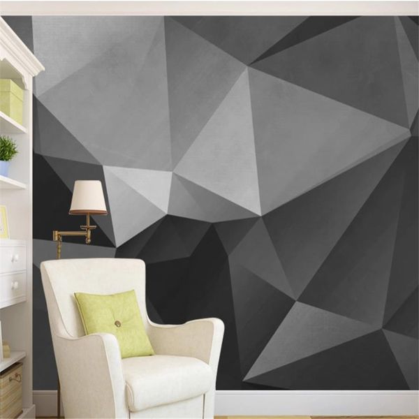 

blackout curtain abstract geometric background wall painting tv background wall european-style wallpaper